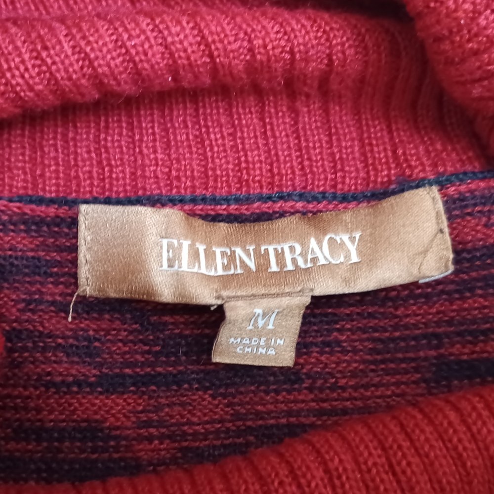 Ellen Tracy Wool Blend‎ Red and Black Cowl Neck Sweater - Picture 7 of 7